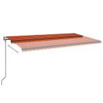 vidaXL Copertină automată cu senzor vânt & LED, oranj/maro, 600x350 cm vidaXL Copertină automată cu senzor vânt & LED, oranj/maro, 600x350 cm