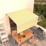vidaXL Copertină retractabilă manual cu stor, galben & alb, 3x2,5 m vidaXL Copertină retractabilă manual cu stor, galben & alb, 3x2,5 m