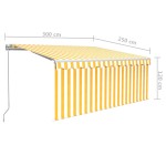 vidaXL Copertină retractabilă manual cu stor, galben & alb, 3x2,5 m vidaXL Copertină retractabilă manual cu stor, galben & alb, 3x2,5 m