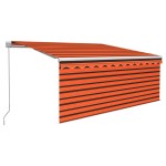 vidaXL Copertină retractabilă manual cu stor, portocaliu&maro, 3x2,5 m