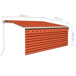 vidaXL Copertină retractabilă manual cu stor, portocaliu&maro, 3x2,5 m