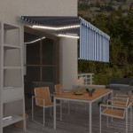 vidaXL Copertină retractabilă manual cu stor&LED albastru&alb, 3x2,5 m vidaXL Copertină retractabilă manual cu stor&LED albastru&alb, 3x2,5 m