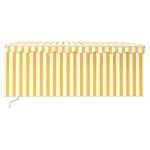 vidaXL Copertină retractabilă manual cu stor&LED galben & alb 3x2,5 m vidaXL Copertină retractabilă manual cu stor&LED galben & alb 3x2,5 m