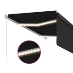 vidaXL Copertină retractabilă manual cu stor&LED, antracit, 3x2,5 m