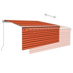 vidaXL Copertină retractabilă manual stor&LED portocaliu&maro 3x2,5 m vidaXL Copertină retractabilă manual stor&LED portocaliu&maro 3x2,5 m