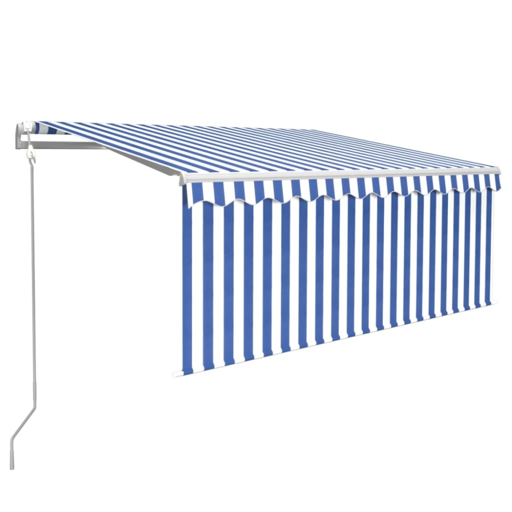 vidaXL Copertină retractabilă automat cu stor, albastru & alb, 3x2,5 m