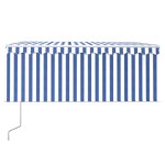 vidaXL Copertină retractabilă automat cu stor, albastru & alb, 3x2,5 m