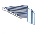 vidaXL Copertină retractabilă automat cu stor, albastru & alb, 3x2,5 m