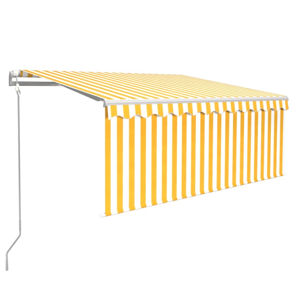 vidaXL Copertină retractabilă automat cu stor, galben & alb, 3x2,5 m