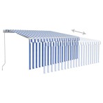 vidaXL Copertină retractabilă manual cu stor, albastru&alb, 3,5x2,5 m