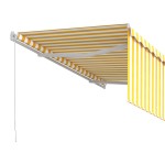 vidaXL Copertină retractabilă manual cu stor, galben&alb, 3,5x2,5 m