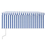 vidaXL Copertină retractabilă automat cu stor, albastru&alb, 3,5x2,5 m
