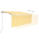 vidaXL Copertină retractabilă automat cu stor, galben&alb, 3,5x2,5 m vidaXL Copertină retractabilă automat cu stor, galben&alb, 3,5x2,5 m