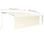 vidaXL Copertină retractabilă manual cu stor, crem, 4x3 m