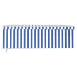 vidaXL Copertină retractabilă manual cu stor&LED, albastru&alb, 4x3 m