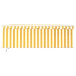 vidaXL Copertină retractabilă manual cu stor&LED, galben&alb, 4x3 m vidaXL Copertină retractabilă manual cu stor&LED, galben&alb, 4x3 m