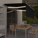 vidaXL Copertină retractabilă manual cu stor & LED, antracit, 4x3 m vidaXL Copertină retractabilă manual cu stor & LED, antracit, 4x3 m
