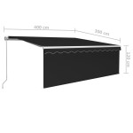 vidaXL Copertină retractabilă manual cu stor & LED, antracit, 4x3 m vidaXL Copertină retractabilă manual cu stor & LED, antracit, 4x3 m