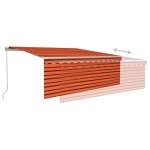 vidaXL Copertină retractabilă manual cu stor&LED portocaliu&maro 4x3 m vidaXL Copertină retractabilă manual cu stor&LED portocaliu&maro 4x3 m