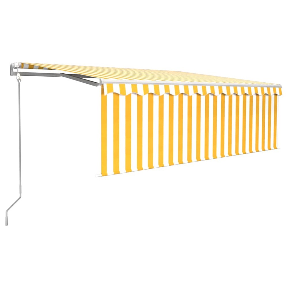 vidaXL Copertină retractabilă automat cu stor, galben&alb, 4x3 m