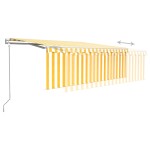 vidaXL Copertină retractabilă automat cu stor, galben&alb, 4x3 m vidaXL Copertină retractabilă automat cu stor, galben&alb, 4x3 m