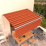 vidaXL Copertină retractabilă manual cu stor, portocaliu&maro, 4,5x3 m vidaXL Copertină retractabilă manual cu stor, portocaliu&maro, 4,5x3 m