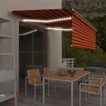vidaXL Copertină retractabilă manual stor&LED portocaliu&maro, 4,5x3 m vidaXL Copertină retractabilă manual stor&LED portocaliu&maro, 4,5x3 m