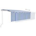 vidaXL Copertină retractabilă automat cu stor, albastru&alb, 4,5x3 m vidaXL Copertină retractabilă automat cu stor, albastru&alb, 4,5x3 m
