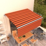 vidaXL Copertină retractabilă automat cu stor, portocaliu&maro 4,5x3 m vidaXL Copertină retractabilă automat cu stor, portocaliu&maro 4,5x3 m