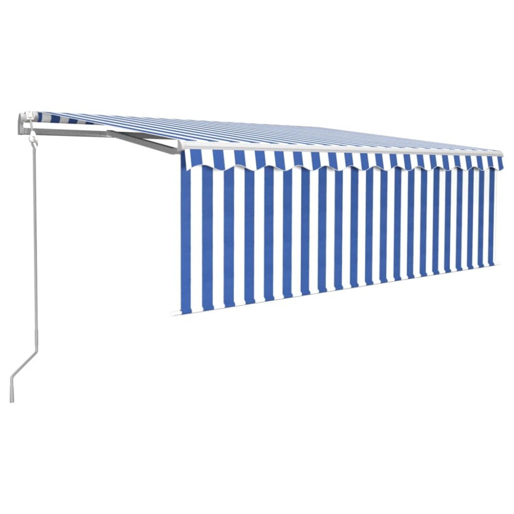 vidaXL Copertină automată stor&LED&senzor vânt albastru&alb 4,5x3 cm
