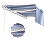 vidaXL Copertină automată stor&LED&senzor vânt albastru&alb 4,5x3 cm vidaXL Copertină automată stor&LED&senzor vânt albastru&alb 4,5x3 cm