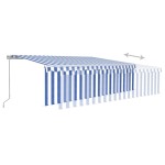 vidaXL Copertină retractabilă manual cu stor, albastru&alb, 5x3 m