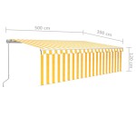 vidaXL Copertină retractabilă manual cu stor, galben&alb, 5x3 m