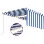 vidaXL Copertină retractabilă manual cu stor&LED, albastru&alb, 5x3 m vidaXL Copertină retractabilă manual cu stor&LED, albastru&alb, 5x3 m