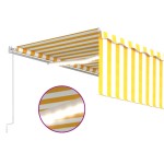 vidaXL Copertină retractabilă manual cu stor&LED, galben&alb, 5x3 m