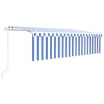 vidaXL Copertină retractabilă automat cu stor, albastru&alb, 5x3 m vidaXL Copertină retractabilă automat cu stor, albastru&alb, 5x3 m