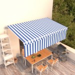 vidaXL Copertină retractabilă automat cu stor, albastru&alb, 5x3 m vidaXL Copertină retractabilă automat cu stor, albastru&alb, 5x3 m