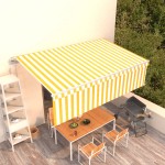vidaXL Copertină retractabilă automat cu stor, galben&alb, 5x3 m