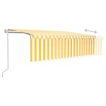vidaXL Copertină retractabilă automat cu stor, galben&alb, 5x3 m