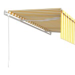 vidaXL Copertină retractabilă automat cu stor, galben&alb, 5x3 m