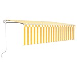 vidaXL Copertină retractabilă automat stor&LED&senzor galben&alb, 5x3m