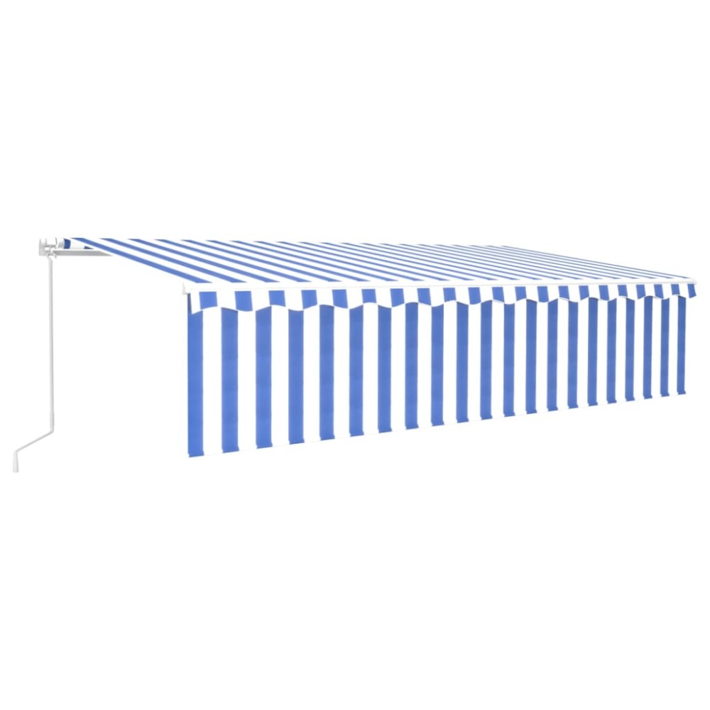 vidaXL Copertină retractabilă manual cu stor, albastru&alb, 6x3m