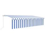 vidaXL Copertină retractabilă manual cu stor, albastru&alb, 6x3m vidaXL Copertină retractabilă manual cu stor, albastru&alb, 6x3m