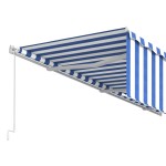 vidaXL Copertină retractabilă manual cu stor, albastru&alb, 6x3m vidaXL Copertină retractabilă manual cu stor, albastru&alb, 6x3m