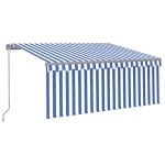 vidaXL Copertină retractabilă manual cu stor&LED albastru&alb, 3x2,5 m