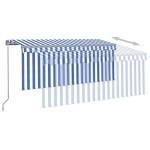 vidaXL Copertină retractabilă manual cu stor&LED albastru&alb, 3x2,5 m