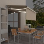 vidaXL Copertină retractabilă manual cu stor&LED, crem, 3x2,5 m vidaXL Copertină retractabilă manual cu stor&LED, crem, 3x2,5 m