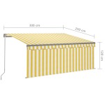 vidaXL Copertină retractabilă manual cu stor&LED, galben & alb 3x2,5 m vidaXL Copertină retractabilă manual cu stor&LED, galben & alb 3x2,5 m