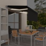 vidaXL Copertină retractabilă manual cu stor&LED, antracit, 3x2,5 m vidaXL Copertină retractabilă manual cu stor&LED, antracit, 3x2,5 m