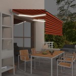 vidaXL Copertină retractabilă manual stor&LED portocaliu&maro 3x2,5 m vidaXL Copertină retractabilă manual stor&LED portocaliu&maro 3x2,5 m